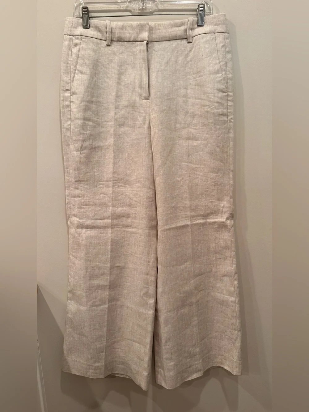 J. Crew Carolina Wide-Leg High-Waist Linen-Blend Pants NWT 12P Office Neutral